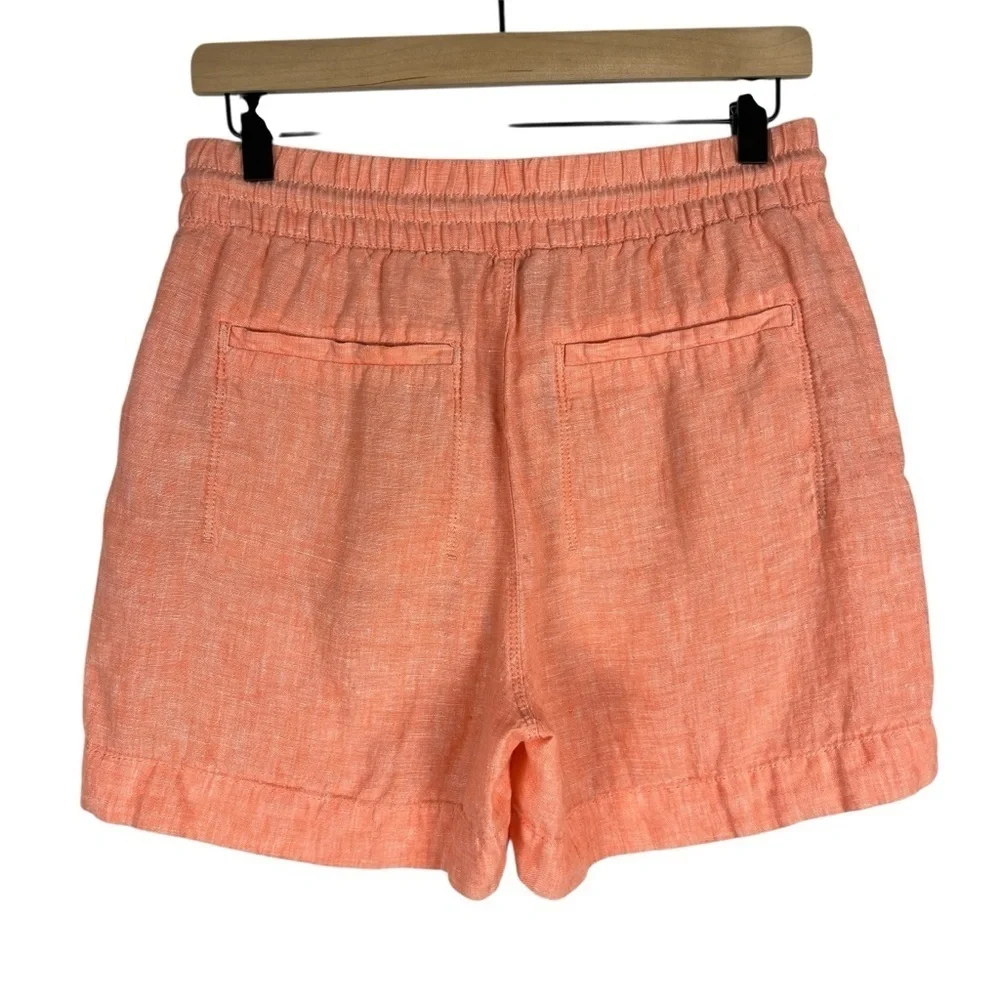ATHLETA Womens 100% Linen Elastic Waist Peachy Orange Shorts Size‎ 4 S/533545-03